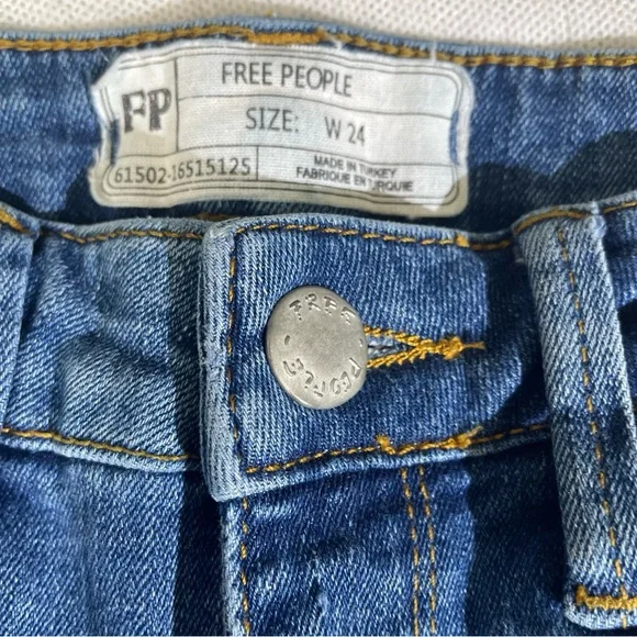 FP Free People Skinny Jeans Women's Size W24 Blue Mid Rise Medium Wash 5-Pocket - Picture 7 of 14
